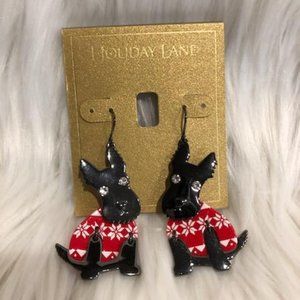 INC Scottie Dog Drop Earrings